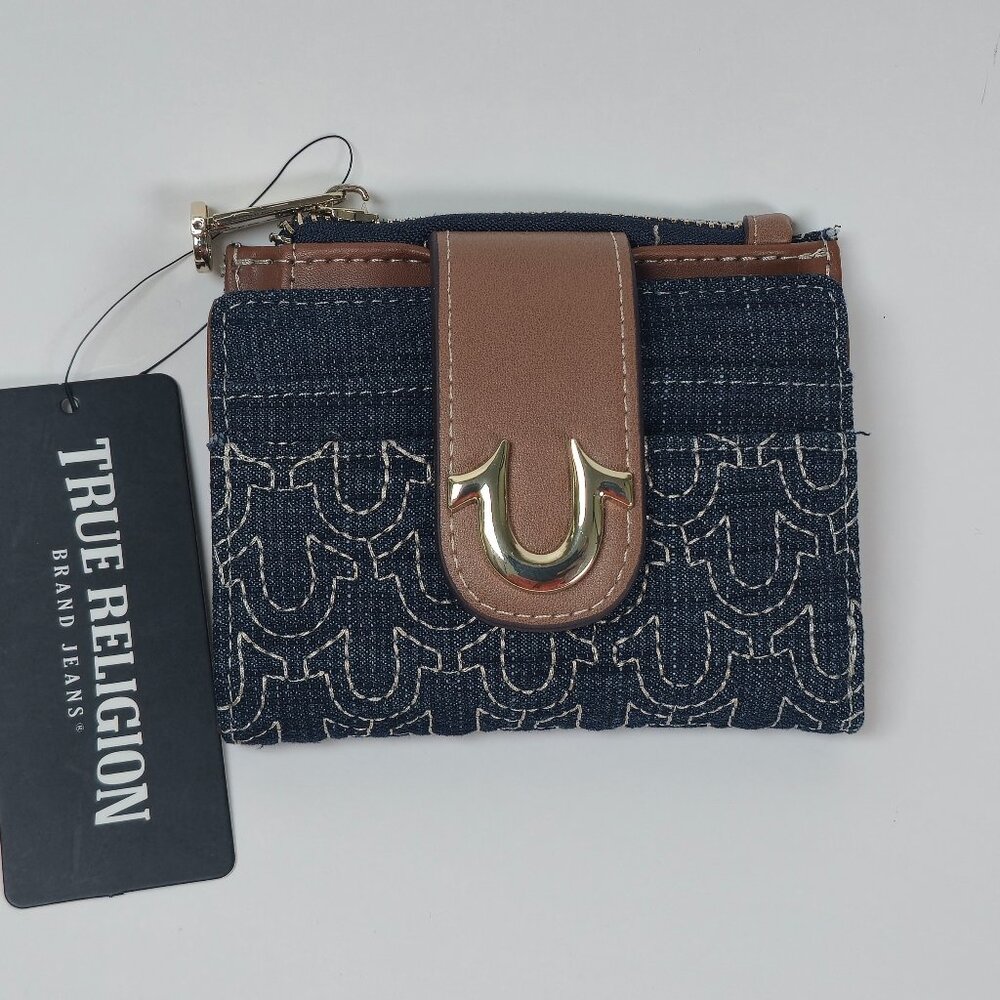 True Religion Small Quilted Wallet With Horseshoe Logo